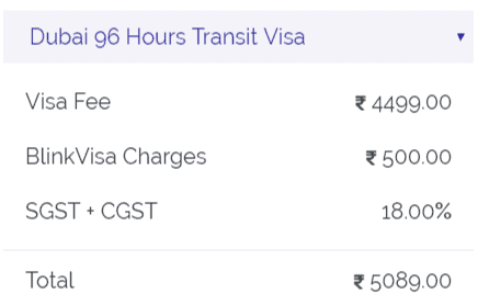 Dubai transit visa fee
