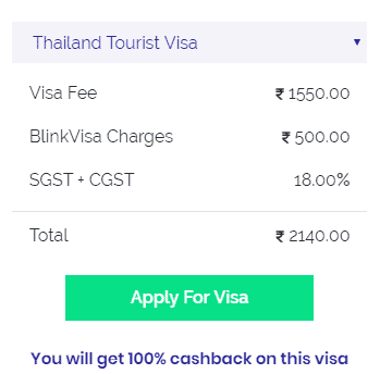 Thailand visa fee