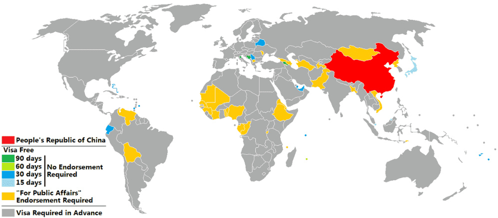 China visa policy map