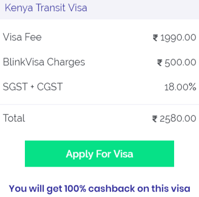 Kenya transit visa fee