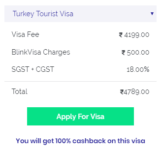 Turkey tourist visa fee