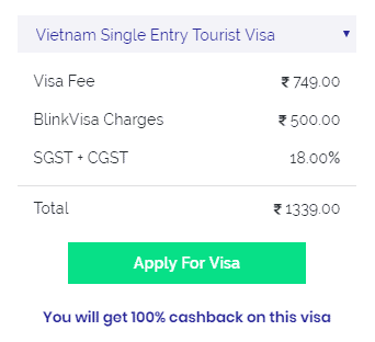 Vietnam tourist visa fee