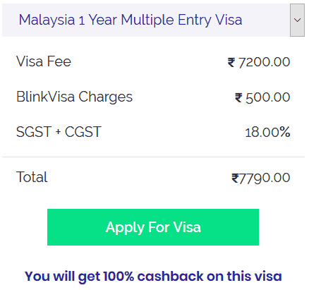 malaysia one year multiple entry visa fee