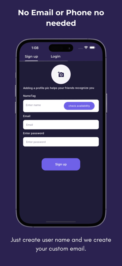 ingen e-post eller telefon behövs inte för att chatta